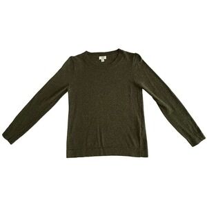 J.Crew Reimagined Teddie Olive SOFT Cotton/Wool Sweater Minimalist Capsule S EUC